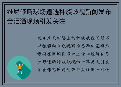 维尼修斯球场遭遇种族歧视新闻发布会泪洒现场引发关注